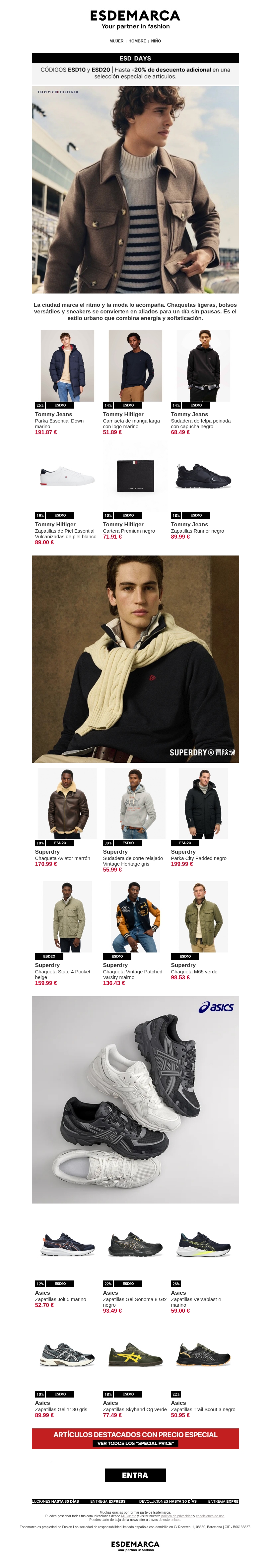 Descubre el espíritu ESD Days: Tommy Hilfiger, Superdry y Asics con hasta -20% adicional Descubre el espíritu ESD Days: Tommy Hilfiger, Superdry y Asics con hasta -20% adicional