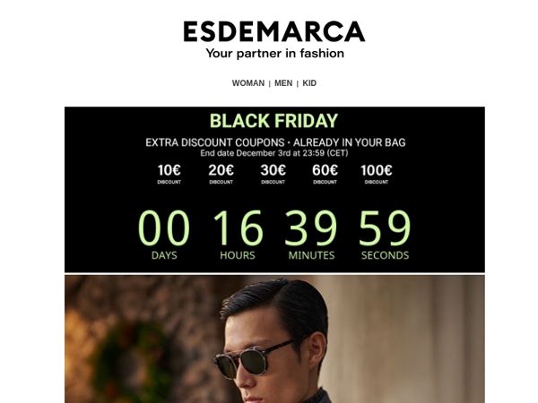 Last hours of Black Friday. Your coupons with up to 100€ extra discount are active only until 23:59 (CET)