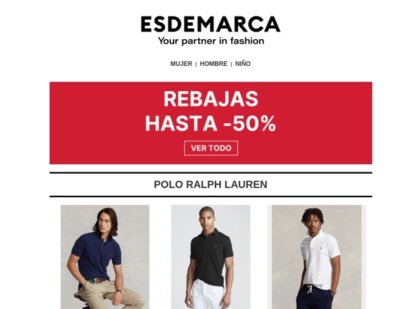 Renueva tu estilo con el polo perfecto 😎 Hasta -50% en tus marcas favoritas.