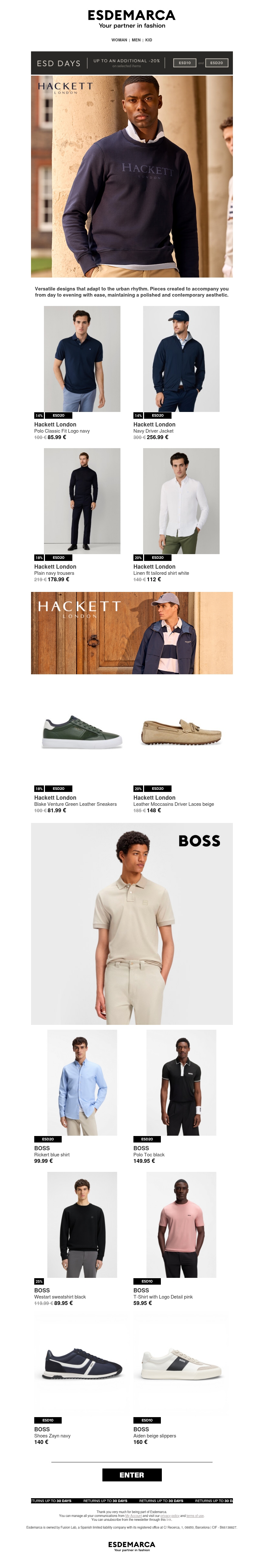 Two seasonal icons: Hackett London and BOSS Two seasonal icons: Hackett London and BOSS