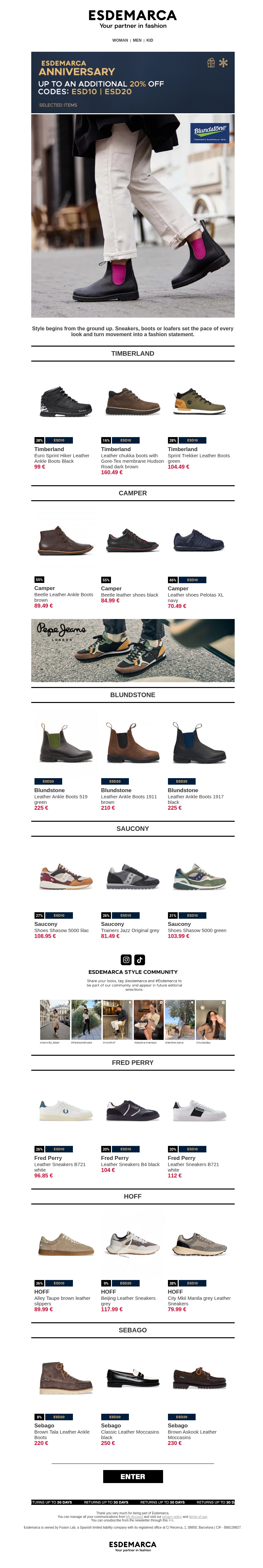 Footwear selection with up to an extra -20% Footwear selection with up to an extra -20%
