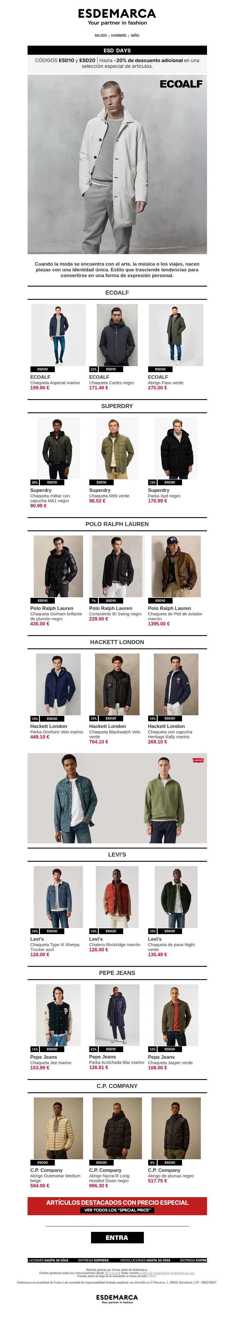 Chaquetas seleccionadas con hasta -20% adicional en ESD Days Chaquetas seleccionadas con hasta -20% adicional en ESD Days