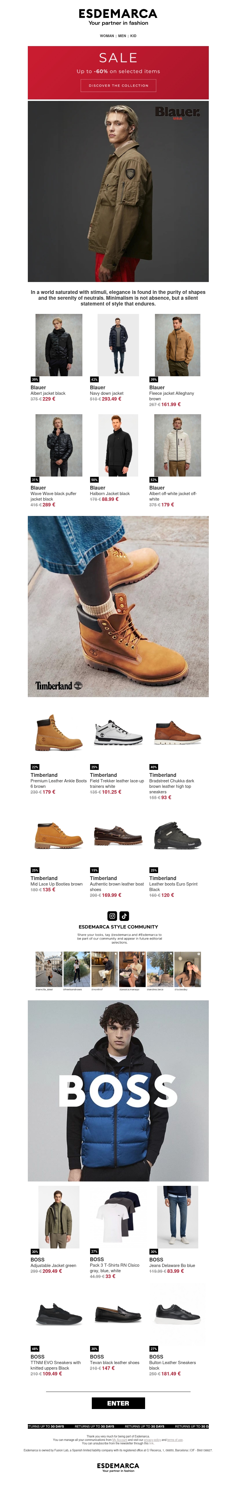 Blauer, Timberland and BOSS: pieces that build the look Blauer, Timberland and BOSS: pieces that build the look