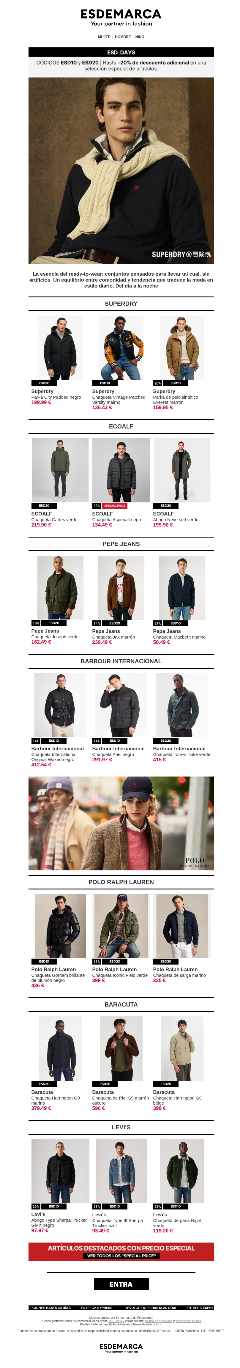 Chaquetas para el cambio de temporada con hasta -20% adicional Chaquetas para el cambio de temporada con hasta -20% adicional
