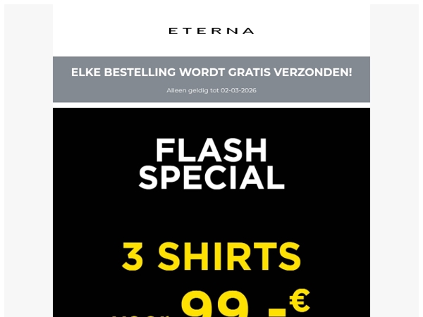 🔥 3 overhemden voor 99 € + gratis verzending!