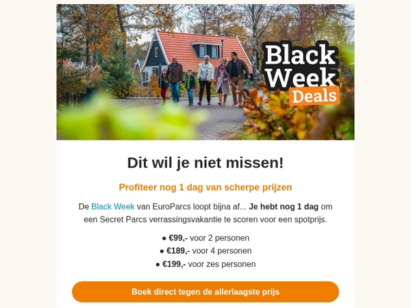 ⏰ Nog 1 dag: Pak je Black Week Deal!