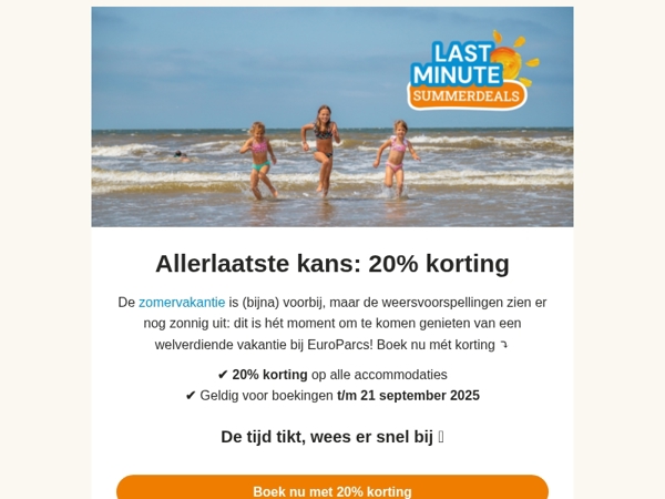 De tijd tikt: laatste kans om te boeken met 20% korting ⌛️