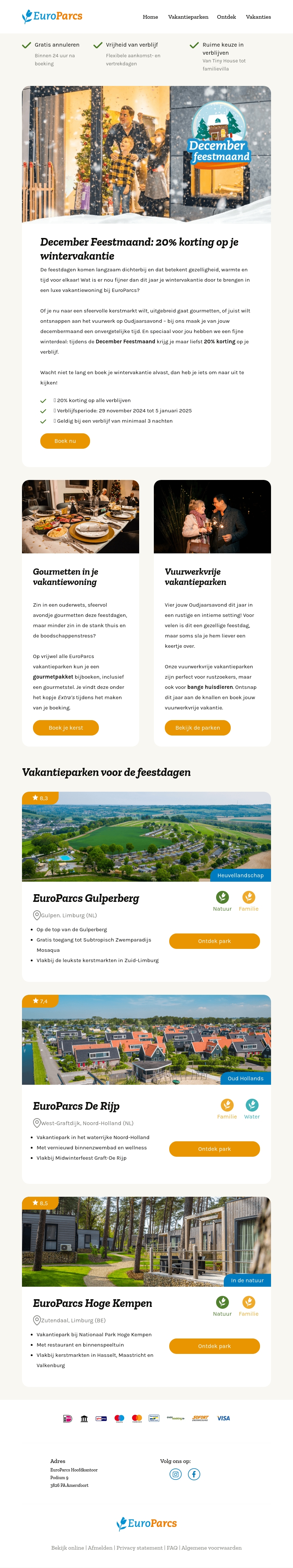 Vier de feestdagen bij EuroParcs met 20% korting! π Vier de feestdagen bij EuroParcs met 20% korting! π