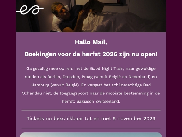 Boek nu je reizen met de nachttrein in de herfst 🍂