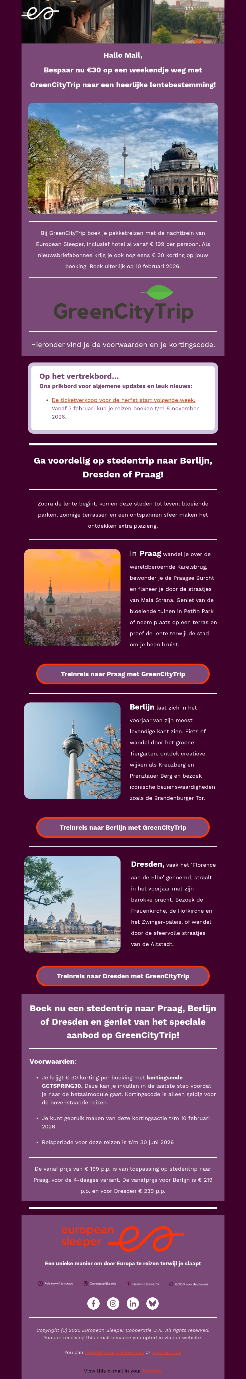 Bespaar nu €30 op jouw lentereis met GreenCityTrip 🍃 Bespaar nu €30 op jouw lentereis met GreenCityTrip 🍃