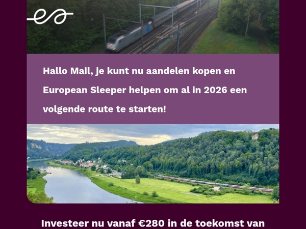 Investeer €280 en help een nieuwe nachttrein starten