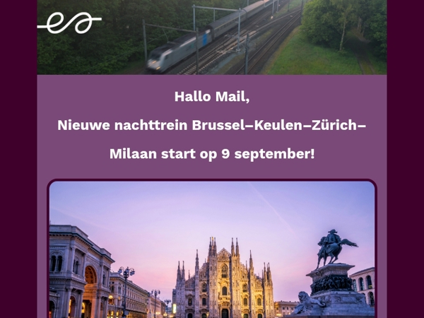 Nieuwe nachttrein naar Milaan start op 9 september🚆