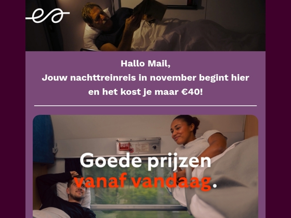 🔥 Alleen deze week: nachttreinen voor maar €40