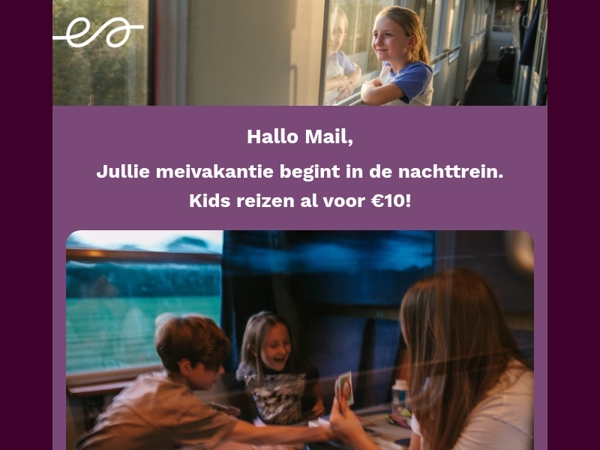 In de meivakantie reizen kids voor €10 met de nachttrein 🌷