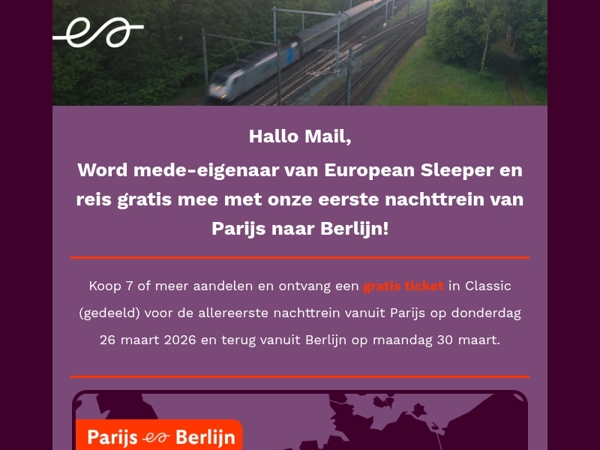 Gratis tickets voor onze eerste nachttrein van Parijs naar Berlijn