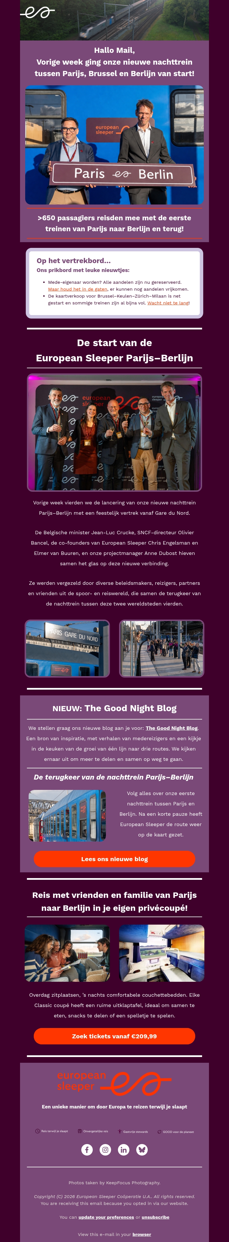 De nachttrein tussen Parijs, Brussel en Berlijn is terug De nachttrein tussen Parijs, Brussel en Berlijn is terug
