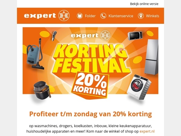 Laatste week: 20% korting op witgoed, inbouw en meer!