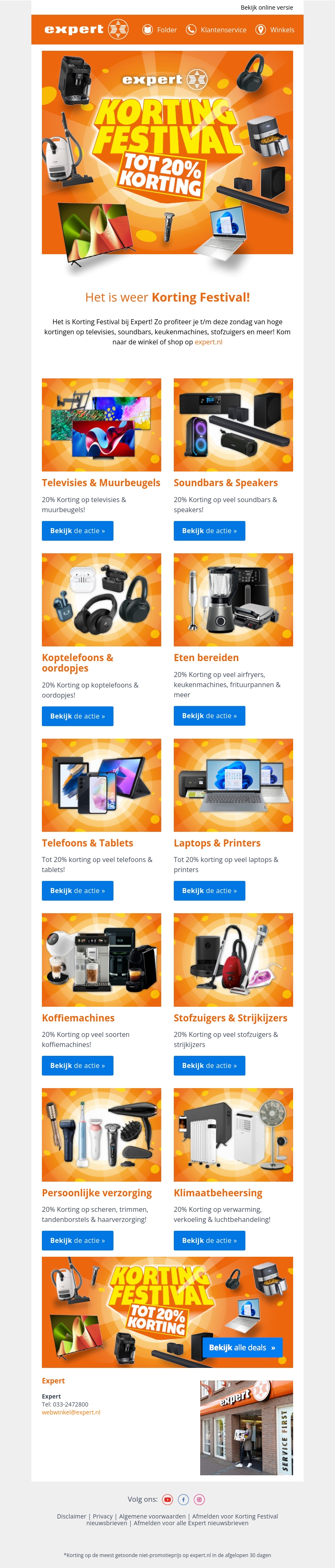 Alléén deze week: 20% korting op televisies, audio, airfryers en meer! Alléén deze week: 20% korting op televisies, audio, airfryers en meer!