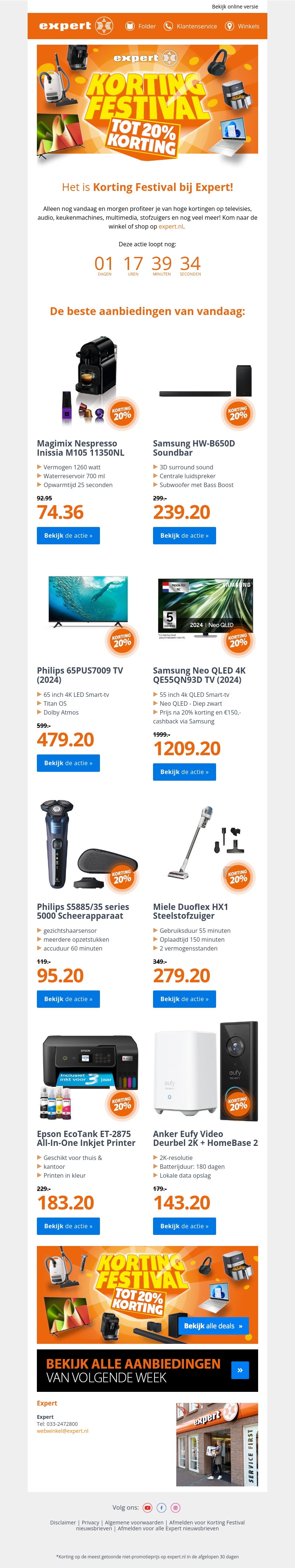 Alléén dit weekend: tot 20% korting op heel veel elektronica 🎉 Alléén dit weekend: tot 20% korting op heel veel elektronica 🎉