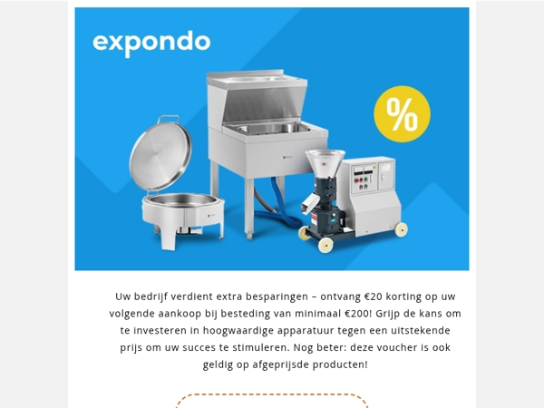 Verlaag kosten en groei – ontvang €20 korting op uw volgende zakelijke bestelling.