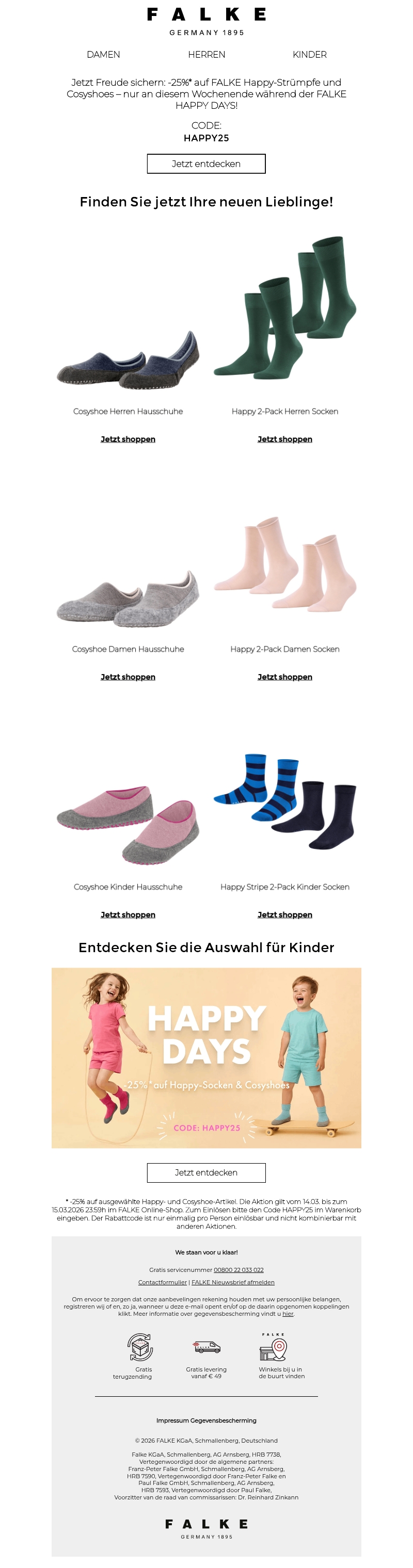 Profiteert u van 25%* tijdens de FALKE HAPPY DAYS Profiteert u van 25%* tijdens de FALKE HAPPY DAYS