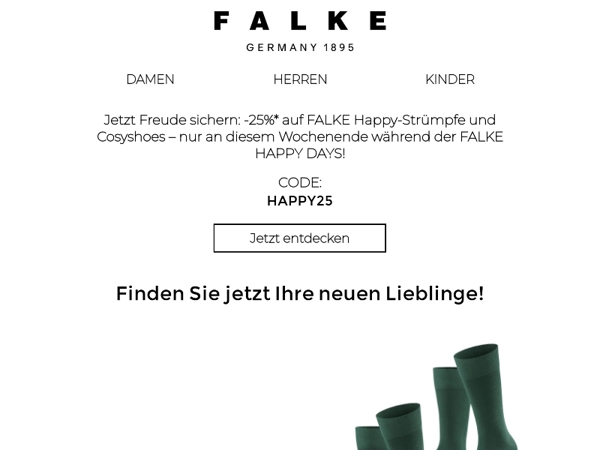 Profiteert u van 25%* tijdens de FALKE HAPPY DAYS
