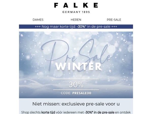 Nog maar korte tijd: -30%* pre-sale voor u