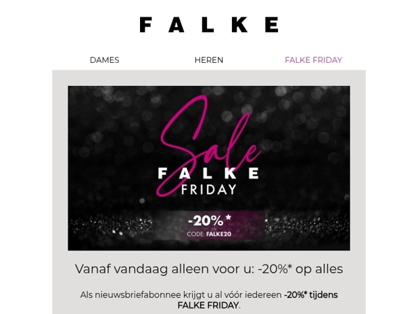 Vanaf vandaag: -20%* tijdens FALKE FRIDAY