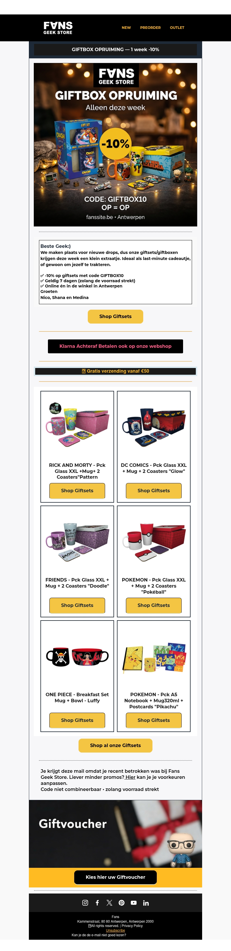 We maken plaats in het magazijn: Giftsets -10% We maken plaats in het magazijn: Giftsets -10%