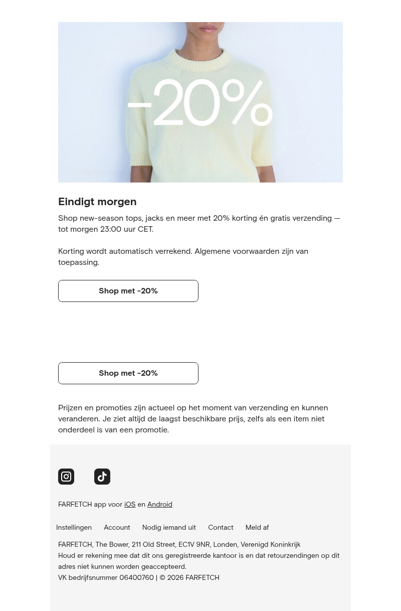 Jouw 20% korting eindigt morgen Jouw 20% korting eindigt morgen