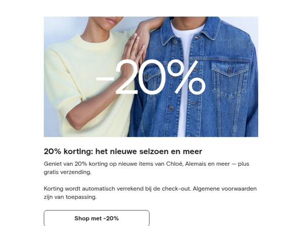 -20% op nieuwe collecties en meer