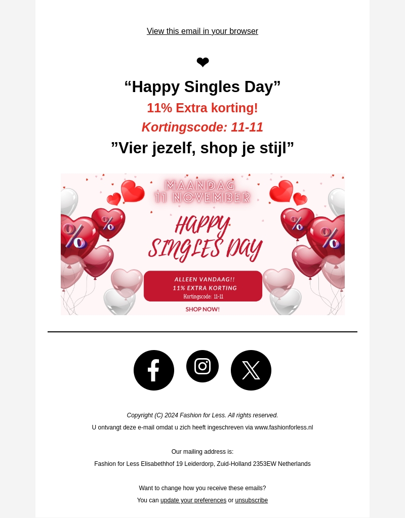 Happy Singles Day❤️11 % extra korting Happy Singles Day❤️11 % extra korting