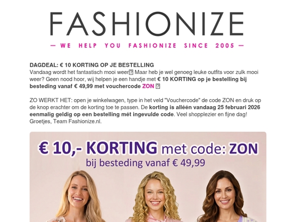 DAGDEAL: € 10 Korting op je Bestelling😍