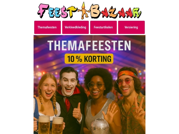 De leukste themafeestjes vier je met Feestbazaar!🥳