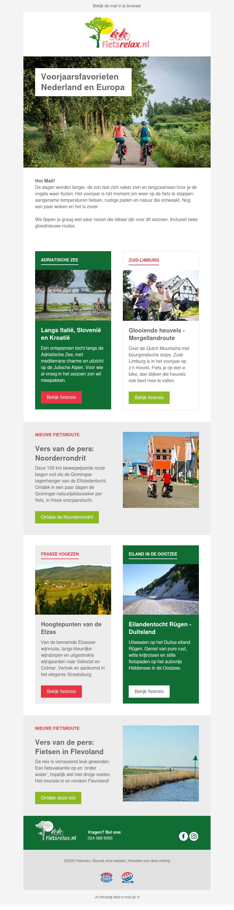 Zin in zon op je gezicht en wind in je rug? Zin in zon op je gezicht en wind in je rug?
