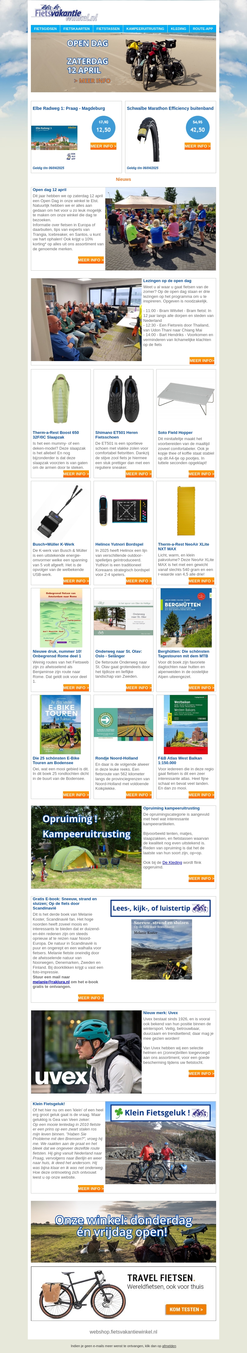 Fietsvakantiewinkel Nieuwsbrief Maart Fietsvakantiewinkel Nieuwsbrief Maart