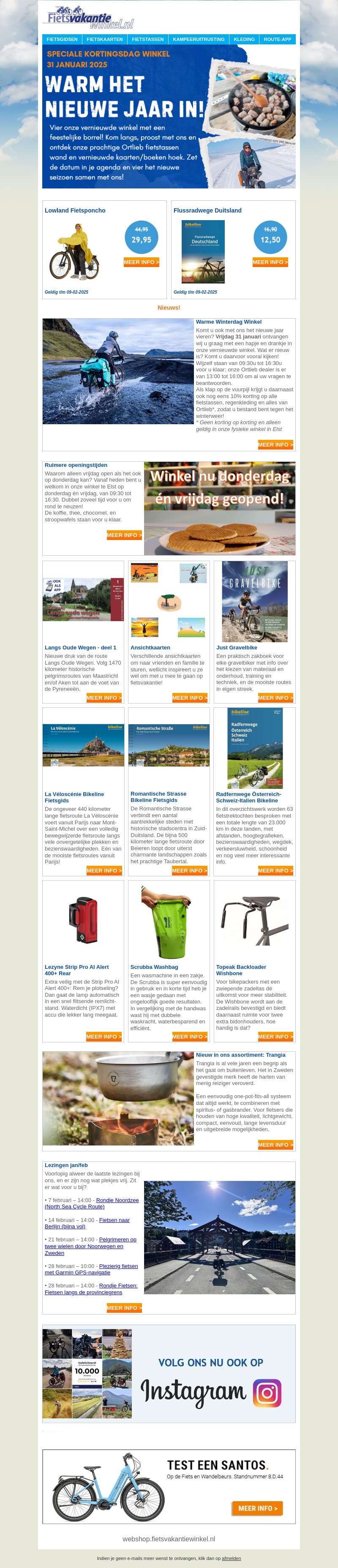 Fietsvakantiewinkel Nieuwsbrief Januari Fietsvakantiewinkel Nieuwsbrief Januari