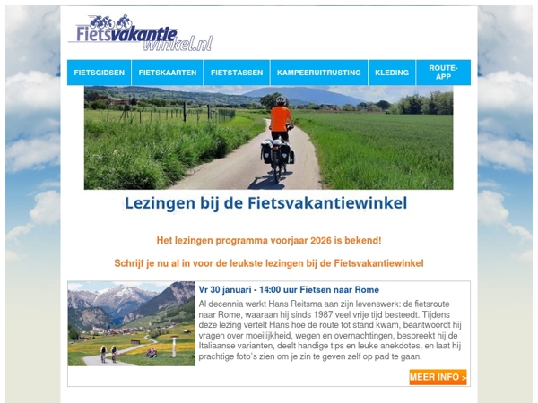 Lezingen 2026 Fietsvakantiewinkel bekend