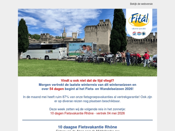 De tijd vliegt! Over 52 dagen begint het Fietsseizoen!