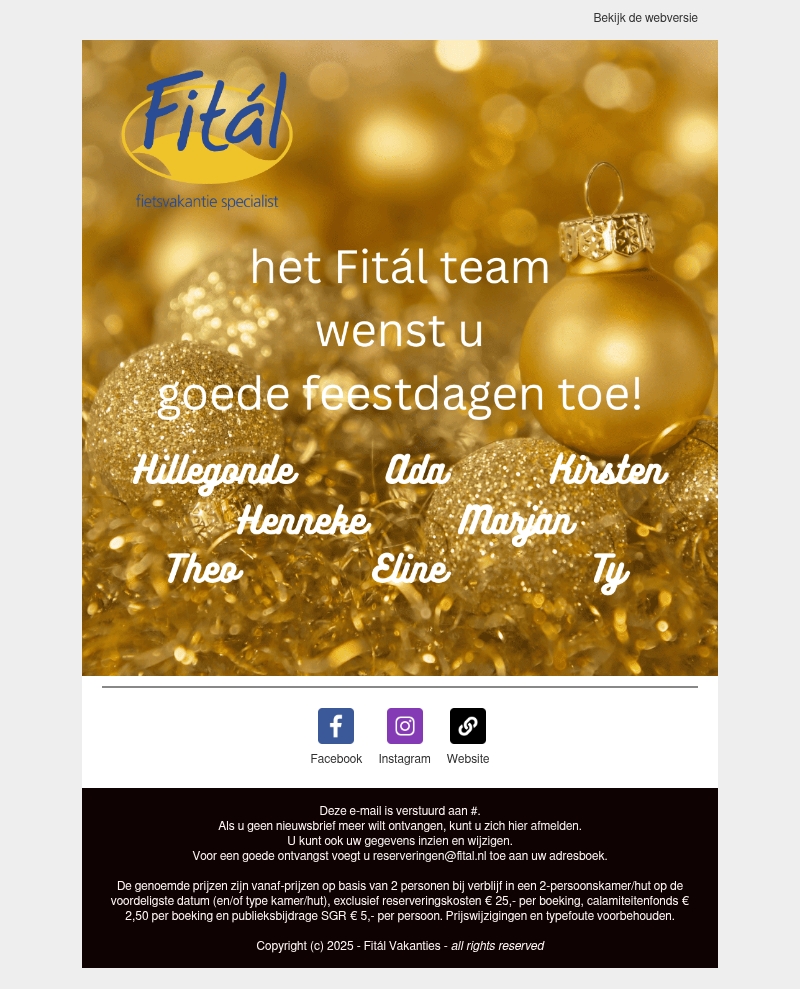 Het Fitál-team wenst u goede Kerstdagen toe! Het Fitál-team wenst u goede Kerstdagen toe!