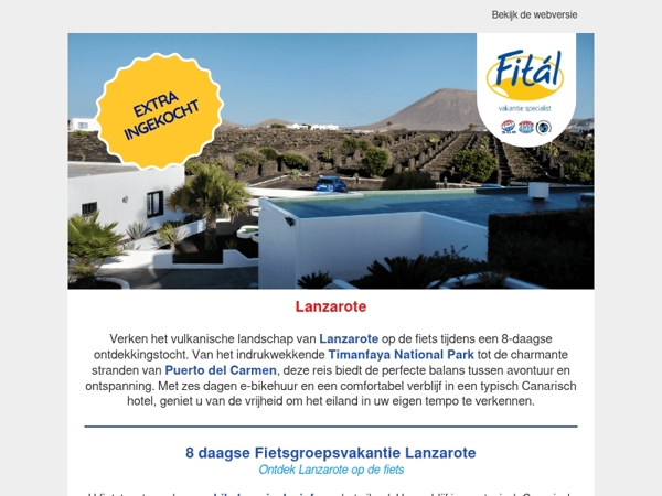 Extra ingekocht: groepsfietsvakantie Lanzarote