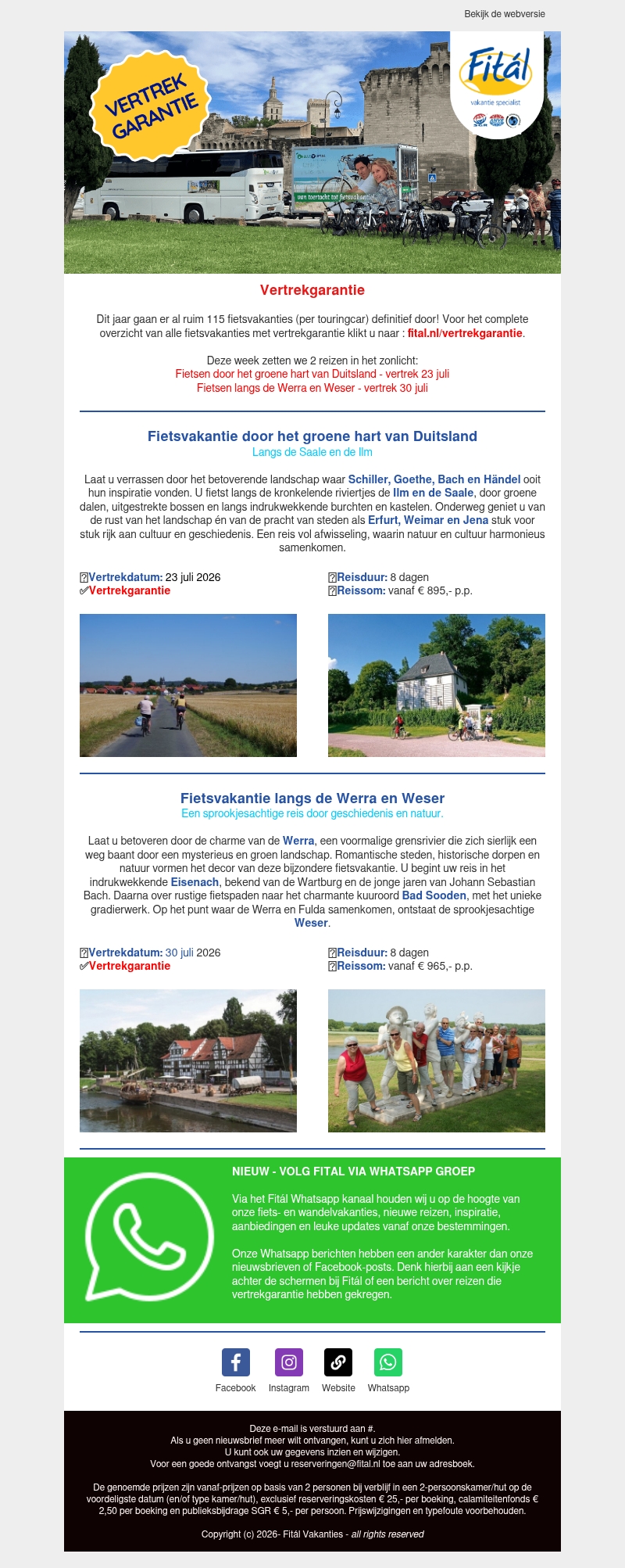 Vertrekgarantie : al ruim 115 reizen defintief! Vertrekgarantie : al ruim 115 reizen defintief!