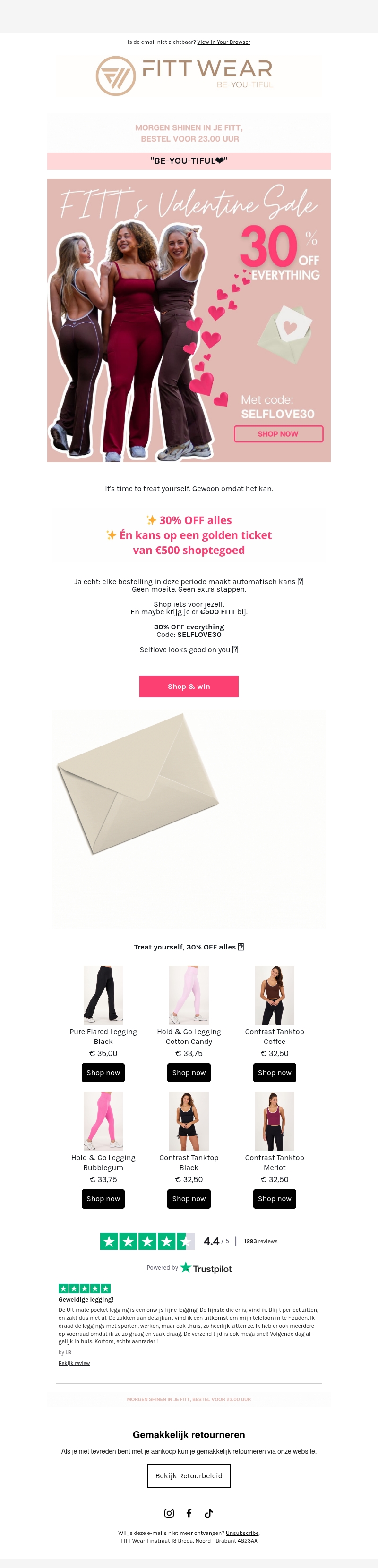 Kans op β¬500 FITT shoptegoed π + 30% OFF everything Kans op β¬500 FITT shoptegoed π + 30% OFF everything