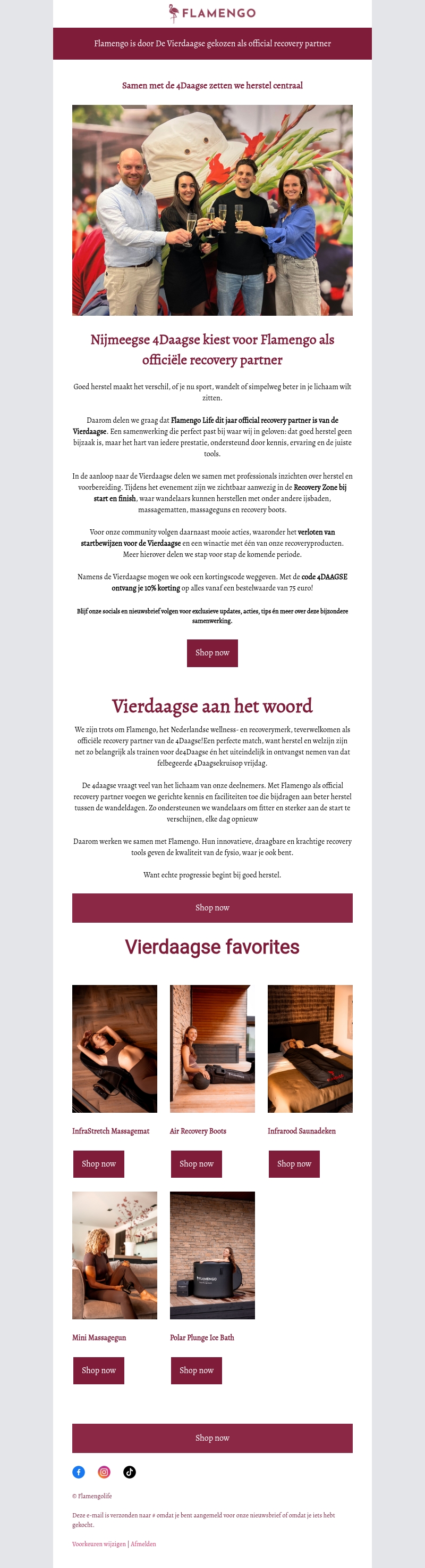 Vierdaagse kiest voor Flamengo als herstelpartner Vierdaagse kiest voor Flamengo als herstelpartner