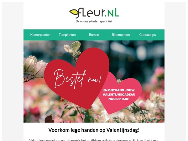 🪴 Voorkom lege handen op Valentijnsdag!