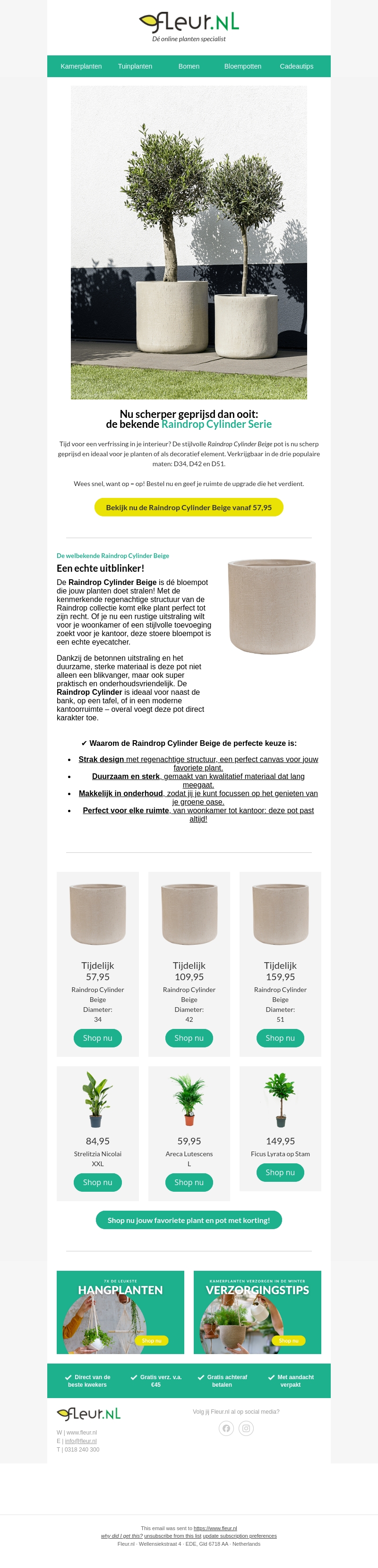 de Raindrop Cylinder Beige nu scherper geprijsd dan ooit! 🪴 de Raindrop Cylinder Beige nu scherper geprijsd dan ooit! 🪴