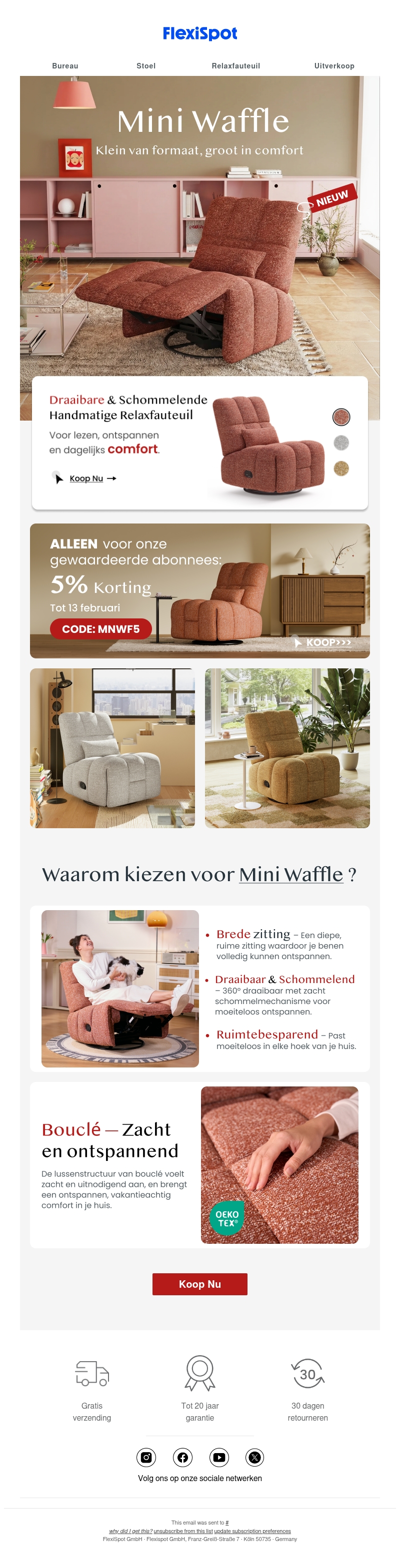 Alleen abonnees👑 extra -5 % op onze nieuwe relaxfauteuil Alleen abonnees👑 extra -5 % op onze nieuwe relaxfauteuil