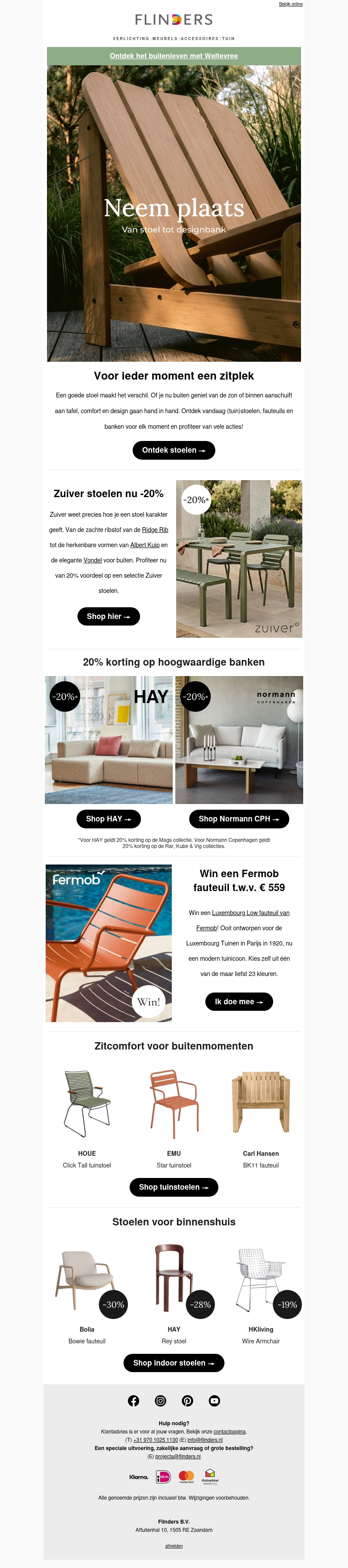 πͺ Tot 30% korting op (tuin)stoelen & banken πͺ Tot 30% korting op (tuin)stoelen & banken