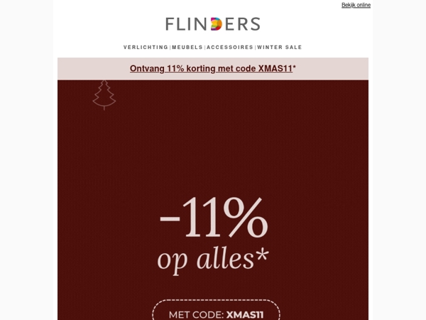 Nog steeds feestelijk: 11% EXTRA korting* 🎁