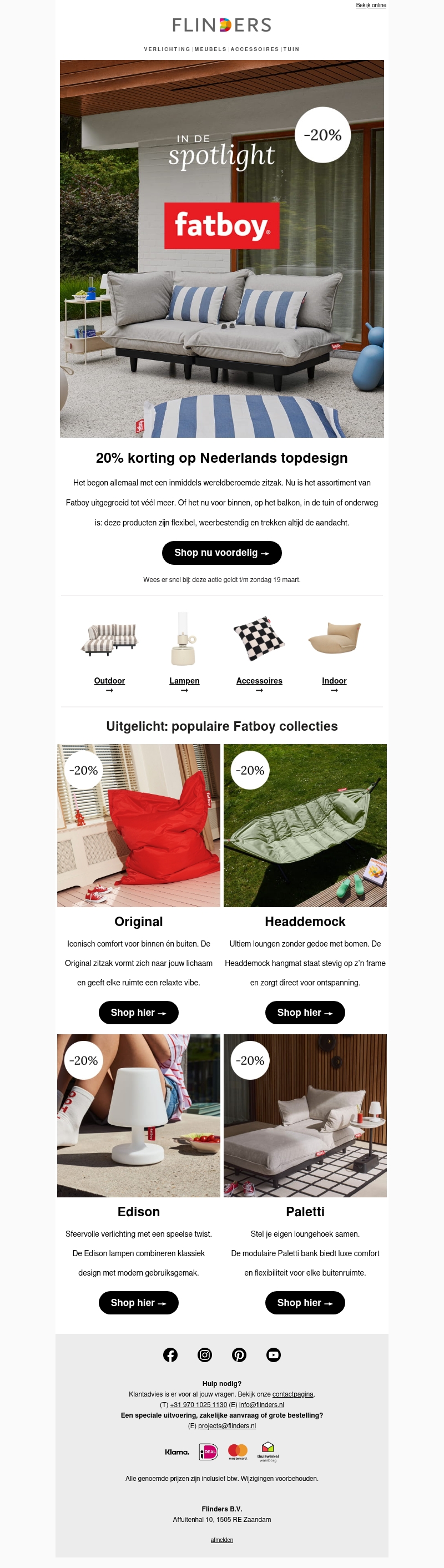 🏖️ Scoor 20% korting op ALLES van Fatboy! 🏖️ Scoor 20% korting op ALLES van Fatboy!